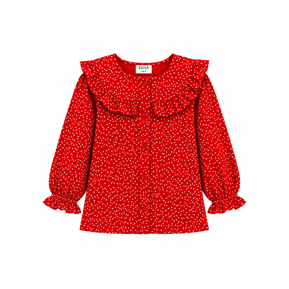 Girls Printed Ruffle Shirt