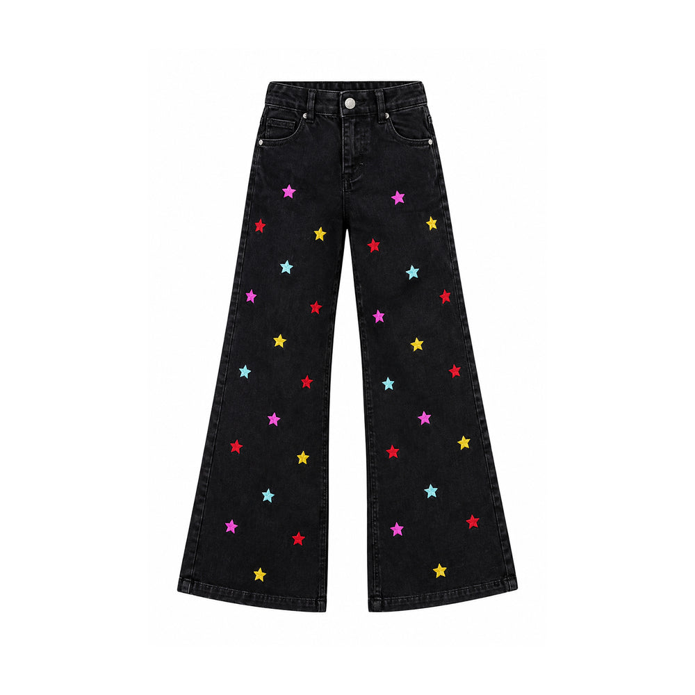 Girls’ Star Embellished Wide-Leg Jeans