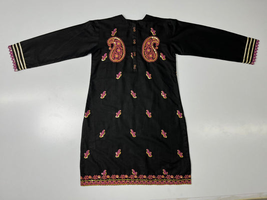 BLACK MIX EMBROIDERED STITCHED 2PC