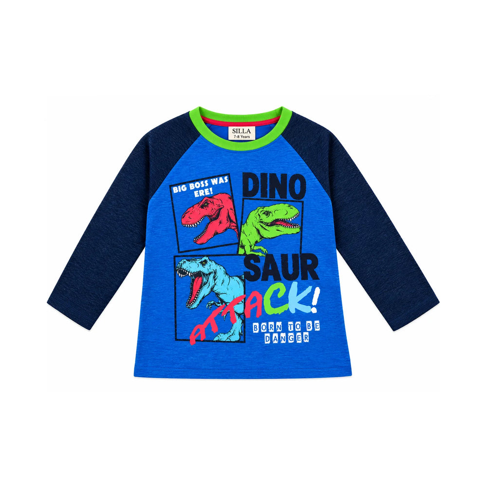 Boys’ Dino Attack Raglan Full-Sleeve T-Shirt