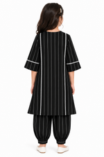 Premium Girls’ Woven 2-Piece Set – Striped Frock & Trouser