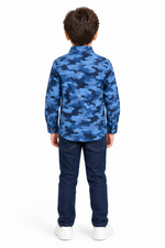 Boys Blue Camouflage Woven Casual Shirt