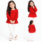 Girls Printed Ruffle Shirt