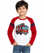 Boys’ Fire Truck Raglan Full-Sleeve T-Shirt