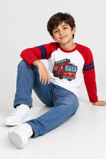 Boys’ Fire Truck Raglan Full-Sleeve T-Shirt