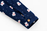 Boys Printed Casual Shirt – Navy Blue Teddy Bear Design