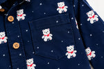Boys Printed Casual Shirt – Navy Blue Teddy Bear Design