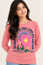 Girls’ Bloom Where You Are Planted Full-Sleeve T-Shirt