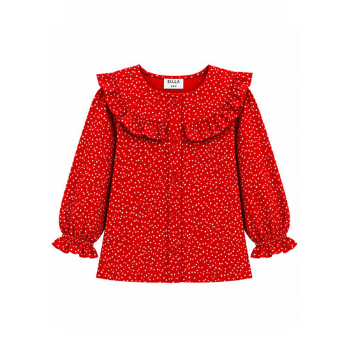 Girls Printed Ruffle Shirt