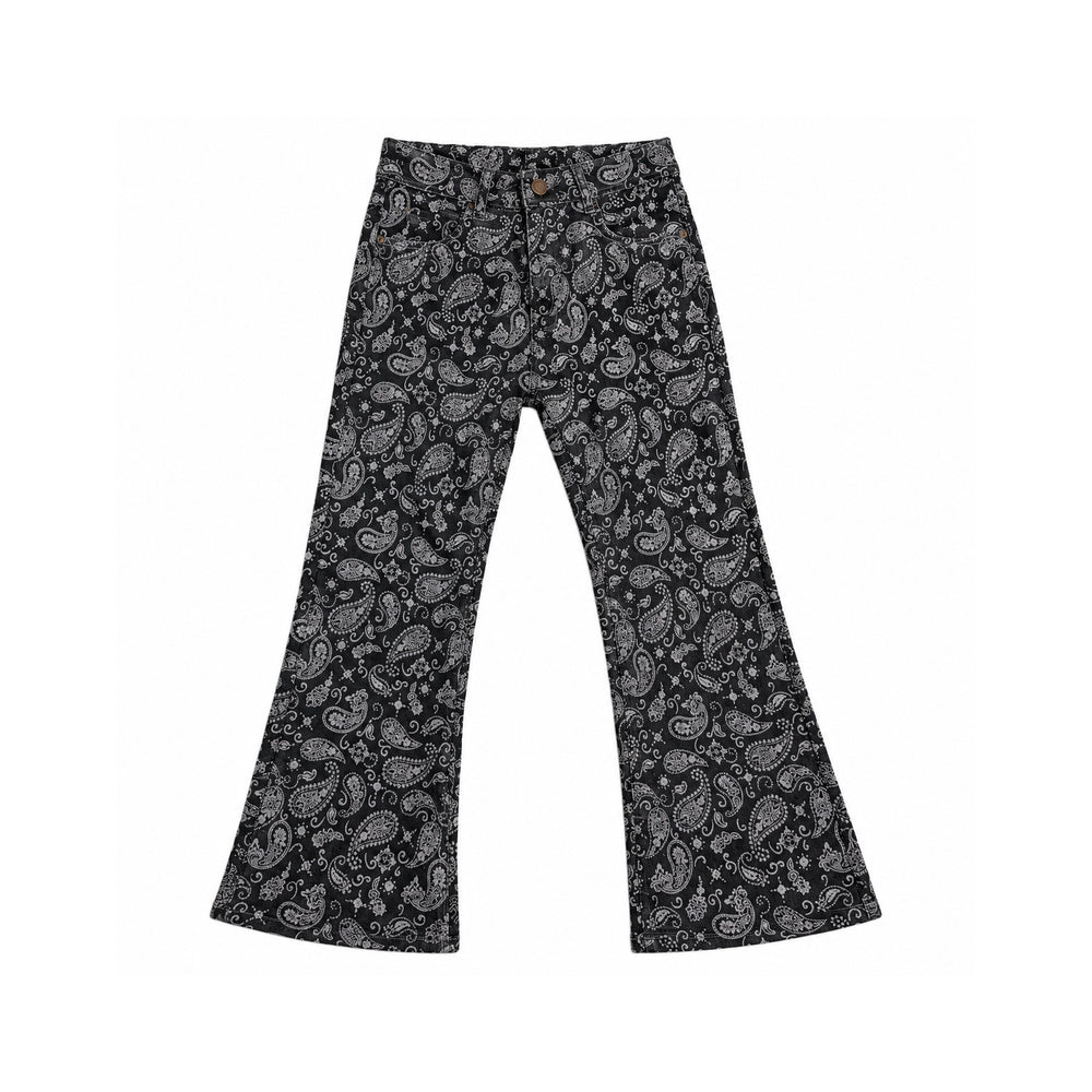 Kids’ Black Paisley Flared Pants