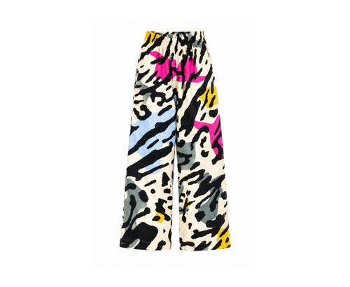Girls Multicolor Printed Wide-Leg Trouser