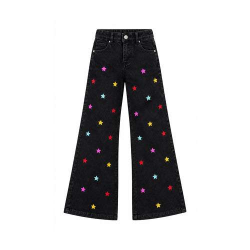 Girls’ Star Embellished Wide-Leg Jeans