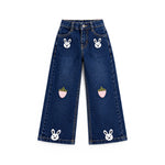Girls Denim Wide-Leg Pants
