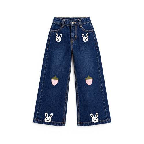 Girls Denim Wide-Leg Pants