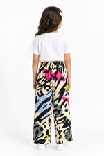 Girls Multicolor Printed Wide-Leg Trouser