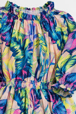 Tropical Print Long-Sleeve Dress