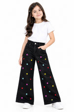 Girls’ Star Embellished Wide-Leg Jeans