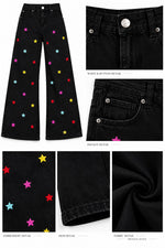 Girls’ Star Embellished Wide-Leg Jeans