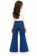 Girls’ Embroidered Wide-Leg Denim Jeans