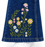 Girls’ Embroidered Wide-Leg Denim Jeans