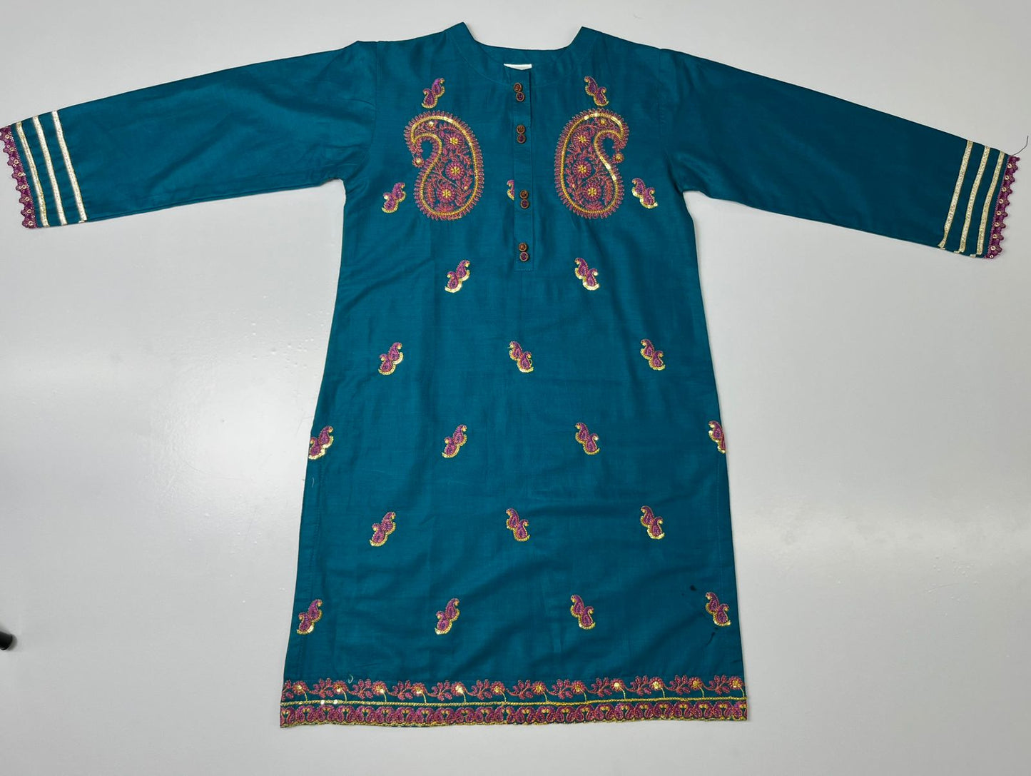 TEAL MIX EMBROIDERED STITCHED 2PC