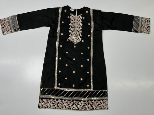 BLACK MIX EMBROIDERED STITCHED 2PC