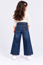 Girls Denim Wide-Leg Pants