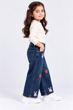 Girls Denim Wide-Leg Pants