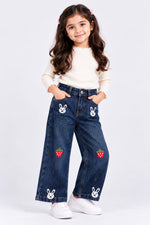 Girls Denim Wide-Leg Pants