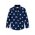 Boys Printed Casual Shirt – Navy Blue Teddy Bear Design