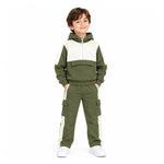Boys 2-Piece Tracksuit – Olive Green & Cream