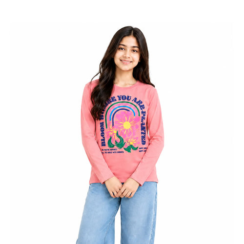 Girls’ Bloom Where You Are Planted Full-Sleeve T-Shirt
