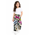 Girls Multicolor Printed Wide-Leg Trouser