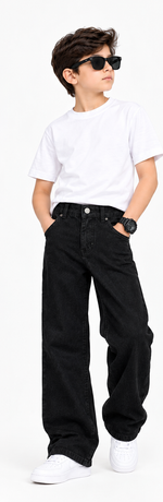 Black Wide-Leg Denim Pant